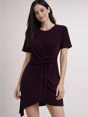 Topshop Burgundy Knot Front Dress – Size US 4